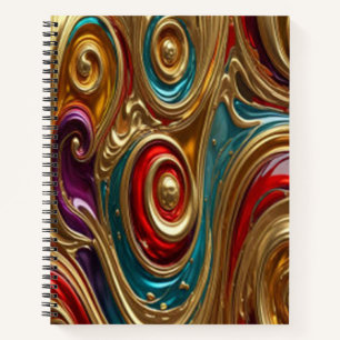 Farbenfrohe Gold Spirals - Spiralfolien Notizbuch