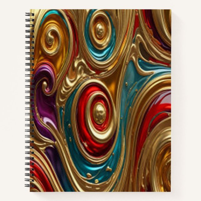 Farbenfrohe Gold Spirals - Spiralfolien Notizbuch (Vorderseite)