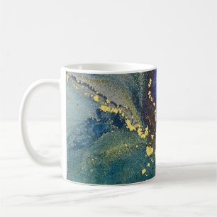 Farbenfrohe, goldene Alkoholtinte Abstrakte Kunst Kaffeetasse