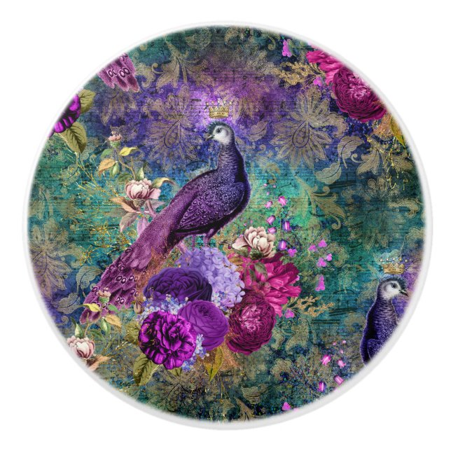 Farbenfrohe Goldrennbogen Keramikknauf (Vorderseite)