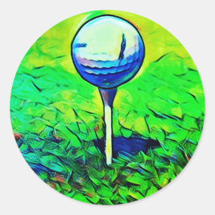Farbenfrohe Golf Course T-Shirt von Aufklebern Runder Aufkleber