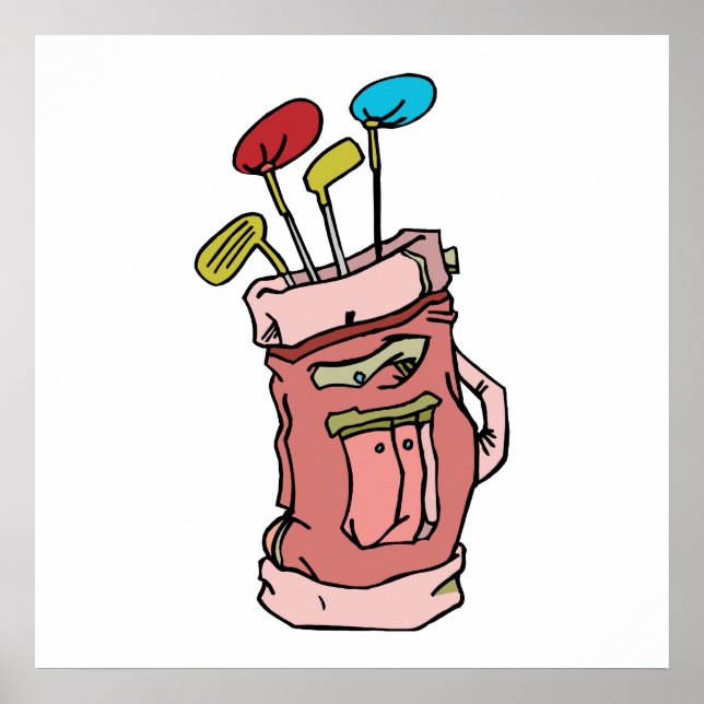 farbenfrohe Golftasche und Clubgrafik Poster (Vorne)