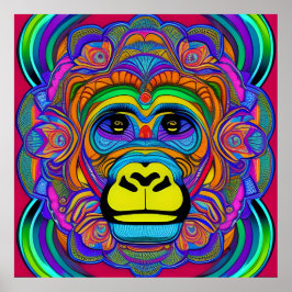 Farbenfrohe Gorilla Mandala Einzigartig interessan Poster