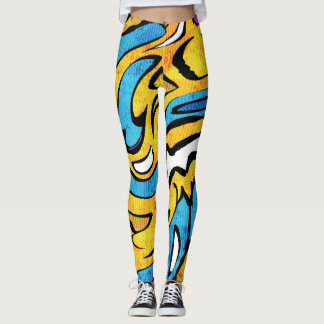 Farbenfrohe Graffiti-Abstrakter schwarzer Hintergr Leggings