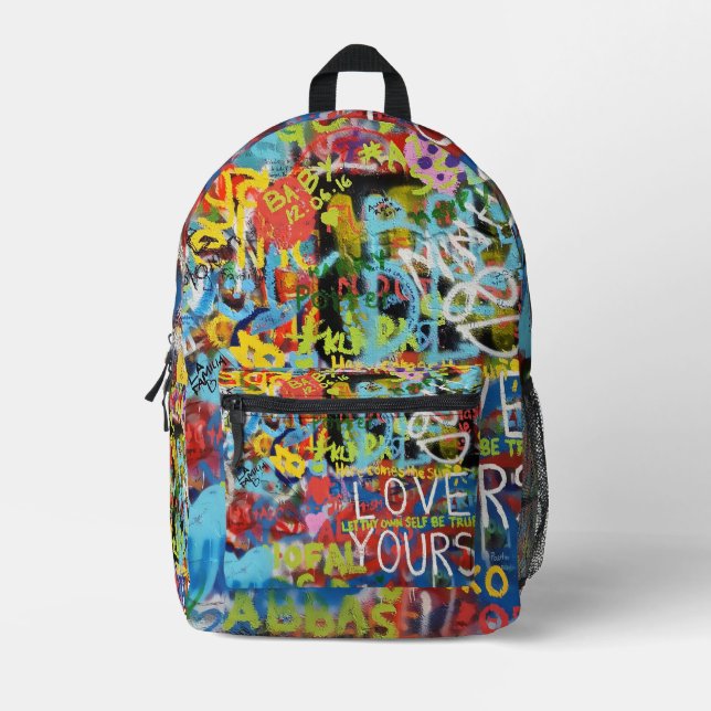 Farbenfrohe Graffiti Art Bedruckter Rucksack (Vorderseite)
