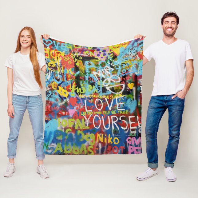 Farbenfrohe Graffiti Art Fleecedecke (Beispiel)
