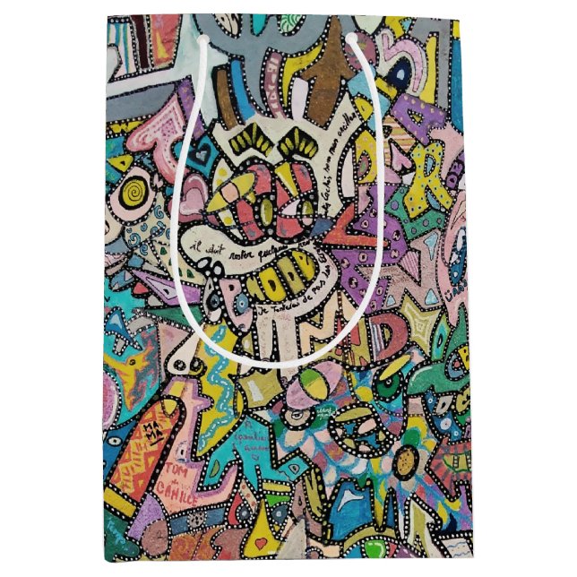 Farbenfrohe Graffiti Art Mittlere Geschenktüte (Vorderseite)
