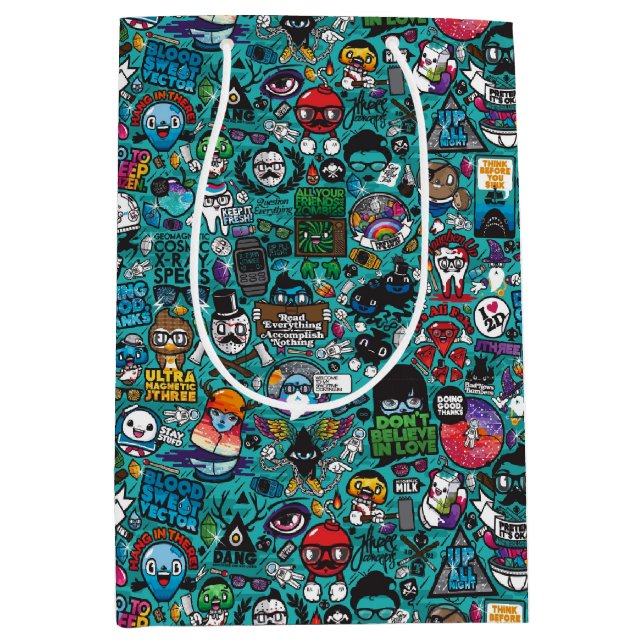 Farbenfrohe Graffiti Art Mittlere Geschenktüte (Vorderseite)