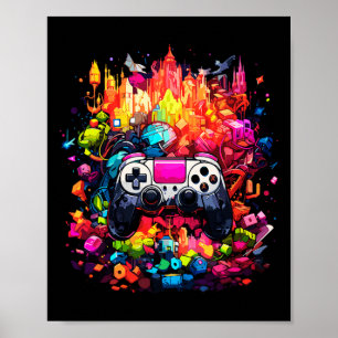 Farbenfrohe Graffiti Gefärbte Krawatte Splash Vide Poster