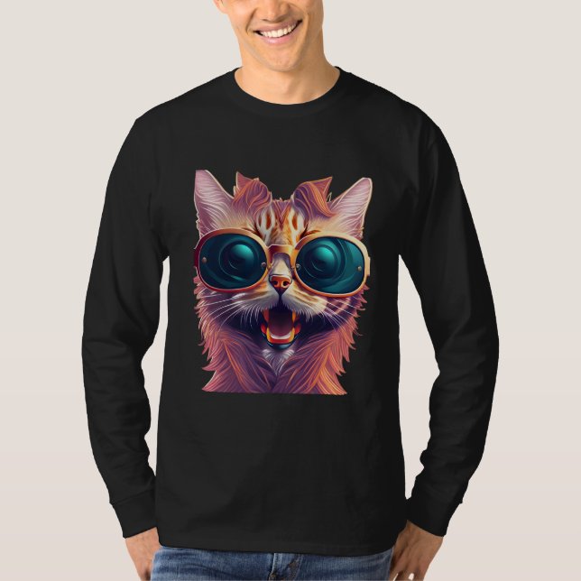 Farbenfrohe Graffiti-Katzenschattierungen tragen e T-Shirt (Vorderseite)
