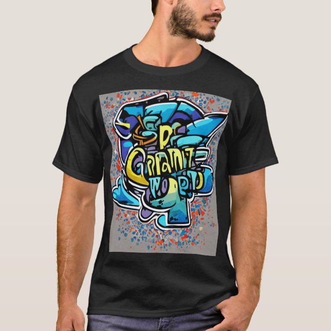 Farbenfrohe Graffiti Style Design T-Shirt (Vorderseite)