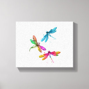 Farbenfrohe grafische Muster Dragonfly Funny Flyin Leinwanddruck