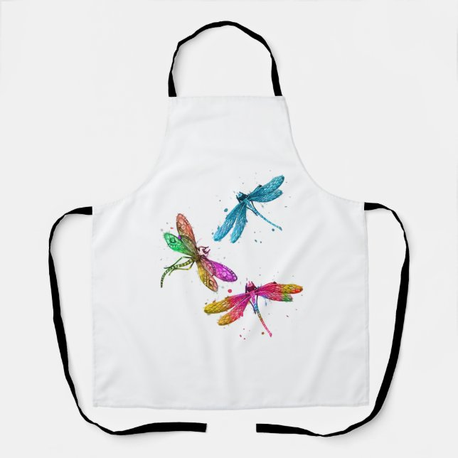Farbenfrohe grafische Muster Dragonfly Funny Flyin Schürze (Vorderseite)