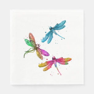 Farbenfrohe grafische Muster Dragonfly Funny Flyin Serviette