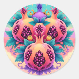 Farbenfrohe Granatapfel Runder Aufkleber