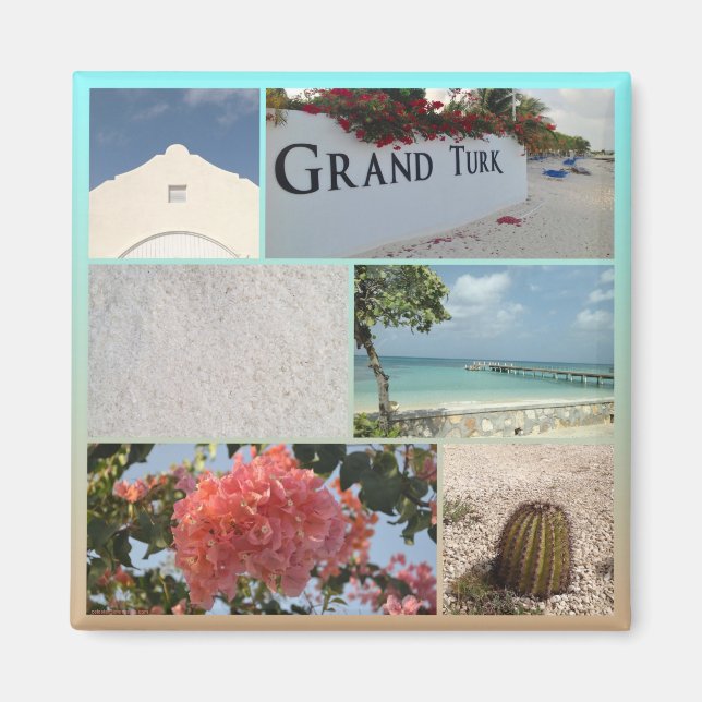 Farbenfrohe Grand Turk Foto Collage Magnet (Vorne)