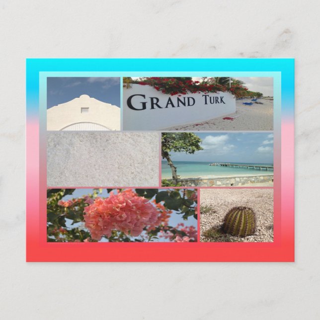 Farbenfrohe Grand Turk Foto Collage Postkarte (Vorderseite)