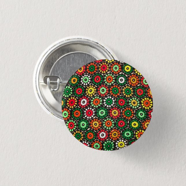 Farbenfrohe Granny Circles Crochet-Muster Button (Vorne & Hinten)