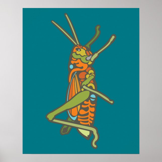 Farbenfrohe Grasshopper Poster (Vorne)
