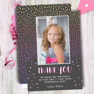 Farbenfrohe graue Sterne Geburtstag Kinder Foto Dankeskarte