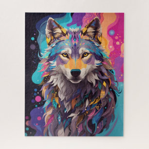 Farbenfrohe graue Wolf Neon Farben