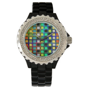 Farbenfrohe Grid-gekocht von Shirley Taylor Armbanduhr