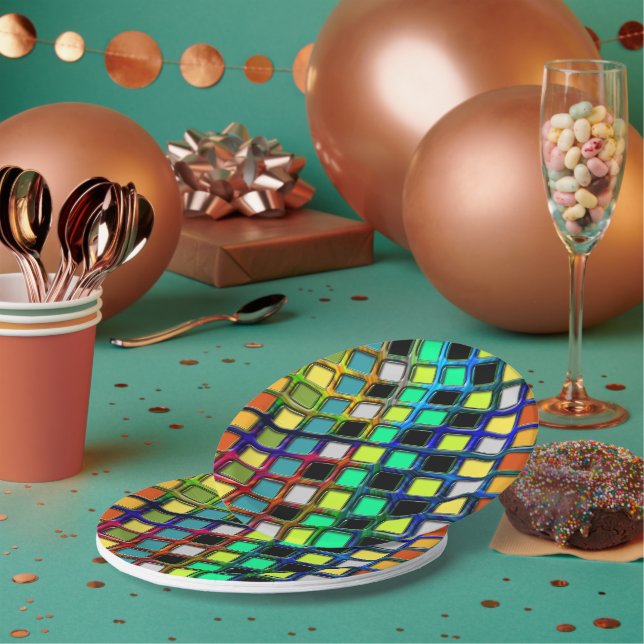 Farbenfrohe Grid-gekocht von Shirley Taylor Pappteller (Multi)