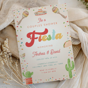 Farbenfrohe Groovy 70er Fiesta Mexican Couples Dus Einladung