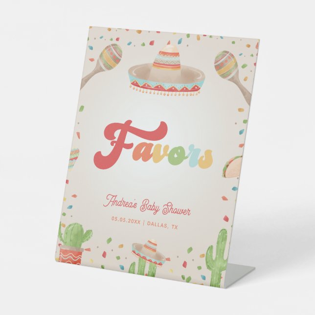 Farbenfrohe Groovy Fiesta Kinderdusche Favoriten Z Sockelschild (Vorderseite)