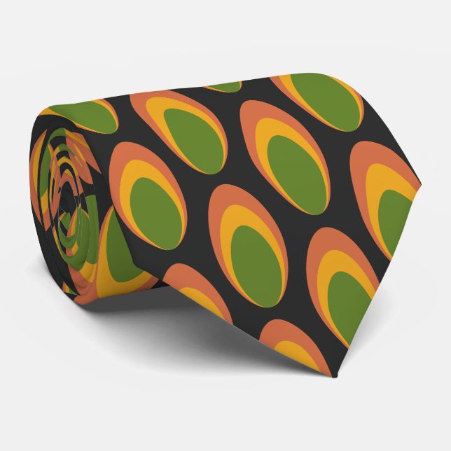 Farbenfrohe Groovy Retro 70er Pattern Neck Tie Krawatte (Gerollt)