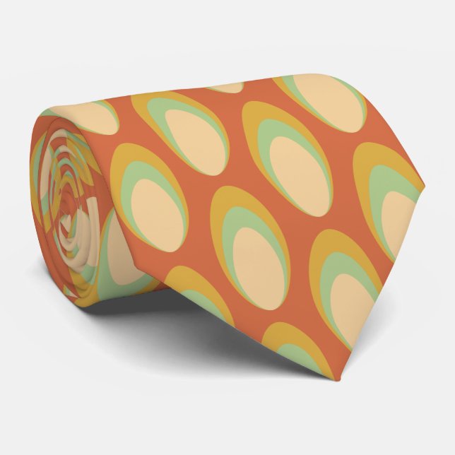 Farbenfrohe Groovy Retro 70er Pattern Neck Tie Krawatte (Gerollt)