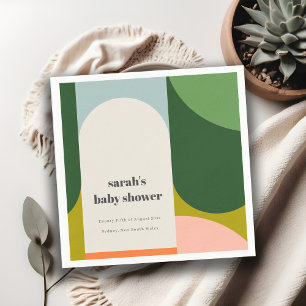 Farbenfrohe Groovy Retro Arch Abstrakte Babydusche Serviette