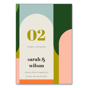 Farbenfrohe Groovy Retro Arch Abstrakte fette Hoch Tischnummer