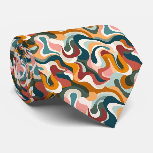 Farbenfrohe Groovy Retro Krawatte (Gerollt)