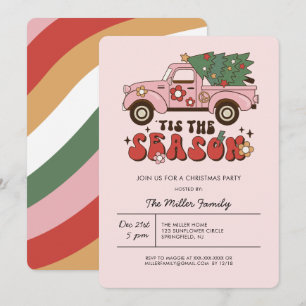 Farbenfrohe Groovy Retro Weihnachts-Party Einladun Einladung