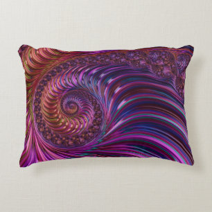 Farbenfrohe Groovy Trippy Funky Spiry Fraktal Art Dekokissen