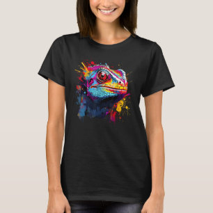 Farbenfrohe grüne Iguana Lizard Animal Lover Splas T-Shirt