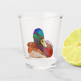 Farbenfrohe grüne PopArt Mallard Digital Design Schnapsglas