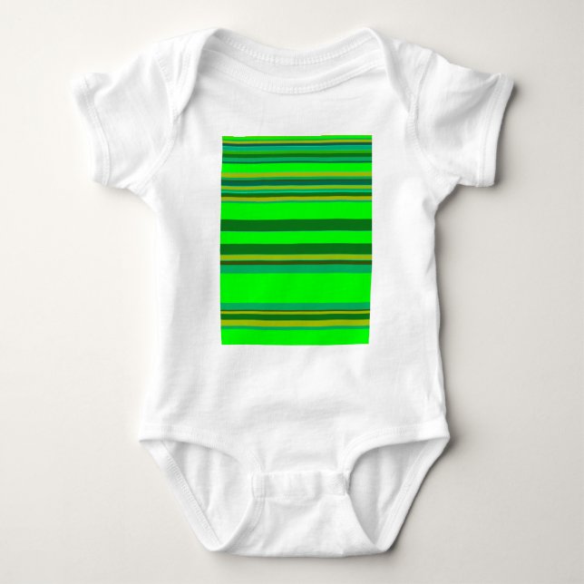Farbenfrohe grüne Streifen, individuelles Designmu Baby Strampler (Vorderseite)