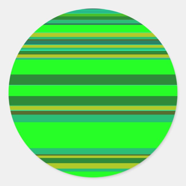 Farbenfrohe grüne Streifen, individuelles Designmu Runder Aufkleber (Vorderseite)