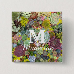 Farbenfrohe Grünpflanzen Sukkulente Button