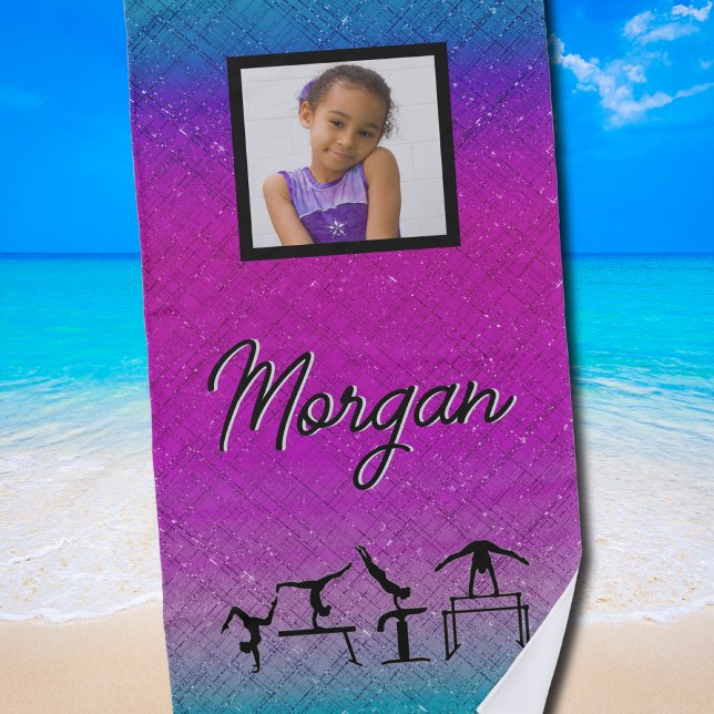 Farbenfrohe Gymnastik Tumble und Gedreht Strandtuc Strandtuch (Colorful Gymnastics Tumble and Flip Beach Towel)