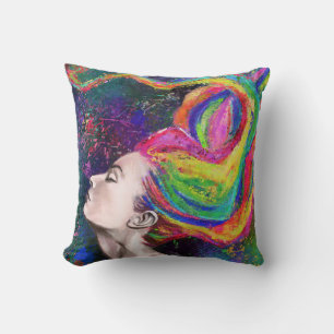 Farbenfrohe Haar Throw Kissen