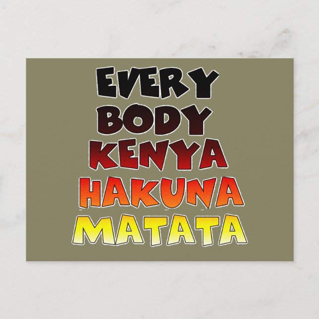 Farbenfrohe Hakuna Matata: Eine Kenyan-Feier Postkarte (Vorderseite)
