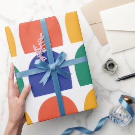 Farbenfrohe Halbkreisgeometrie Geschenkpapier