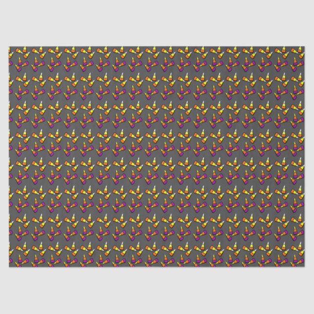 Farbenfrohe Halloween Candy Cornflakes Musterteppi Seidenpapier (Vorderseite)