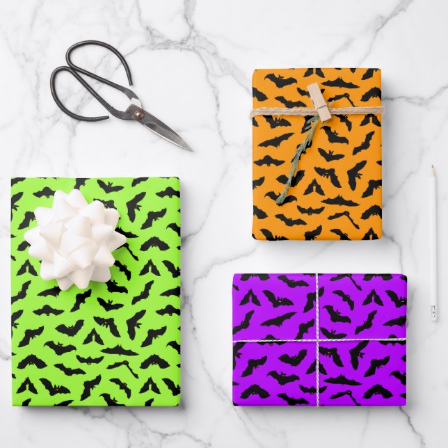 Farbenfrohe Halloween-Flechtmuster Geschenkpapier Set (Vorderseite)