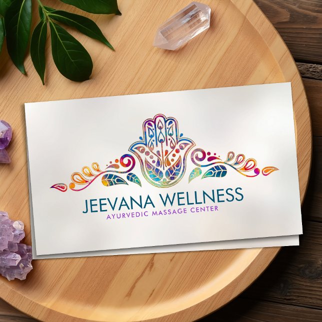 Farbenfrohe Hamsa Hand Paisley Ornament Visitenkarte (Von Creator hochgeladen)