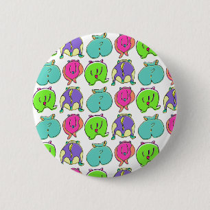 Farbenfrohe Hamster-Hintern-Muster Button