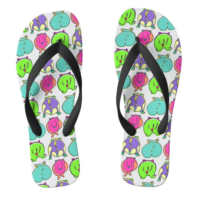 Farbenfrohe Hamster-Hintern-Muster Flip Flops (Fußbett)